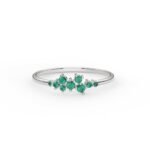 18K Solid Gold 0.18 ctw Cluster Emerald Ring - Image 3