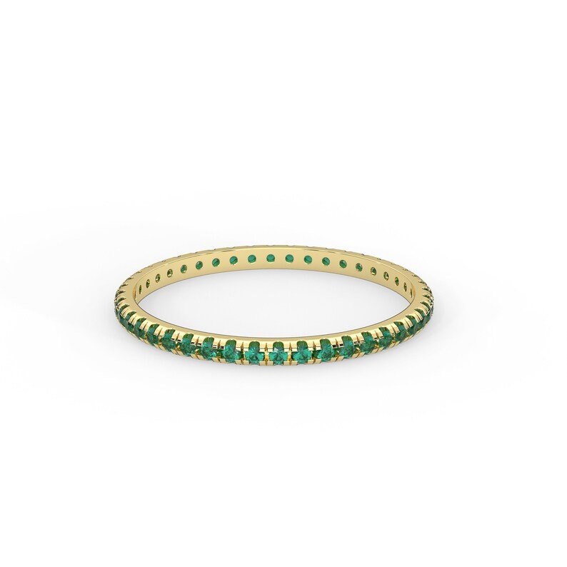 14k solid gold 0 35 ctw natural emerald full eternity band emerald eternity band thin band az 5221 1
