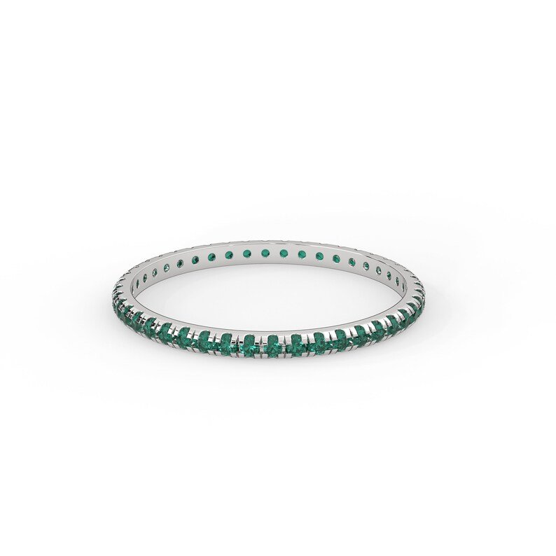 14k solid gold 0 35 ctw natural emerald full eternity band emerald eternity band thin band az 5221 2