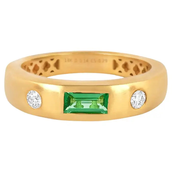 14k solid gold 0 43 carat diamond and emerald ring as055 1