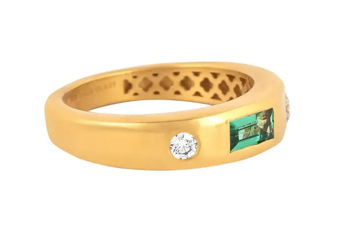 14k solid gold 0 43 carat diamond and emerald ring as055 2