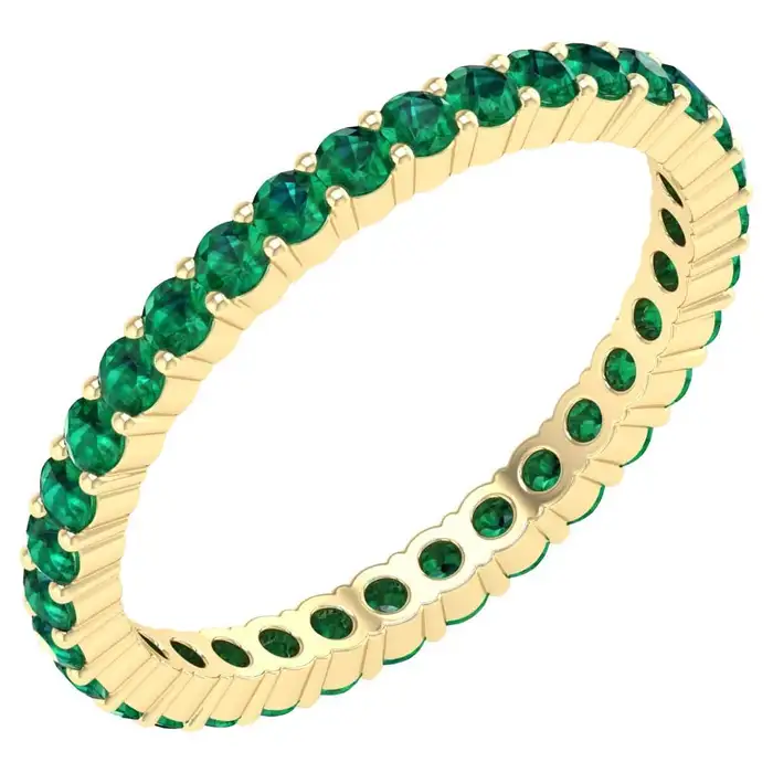 14k solid gold 0 85 carat emerald eternity ring minimalist emerald band as026 1