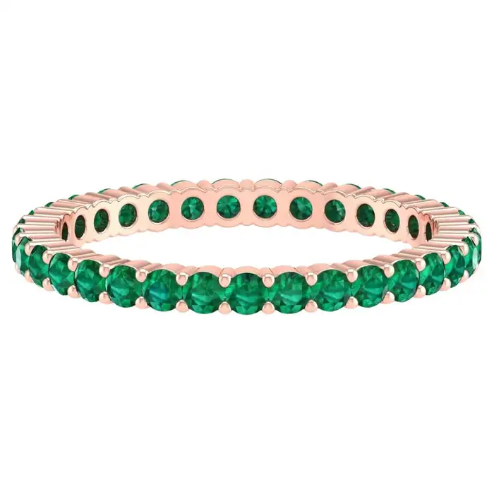 14k solid gold 0 85 carat emerald eternity ring minimalist emerald band as026 2