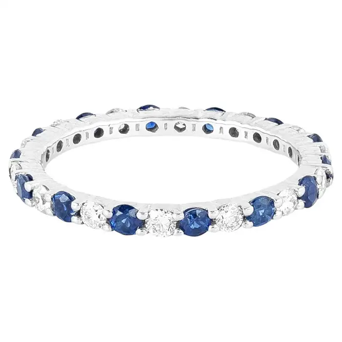 14k solid gold 1 34 carat diamond and sapphire brilliant cut eternity band as048 1