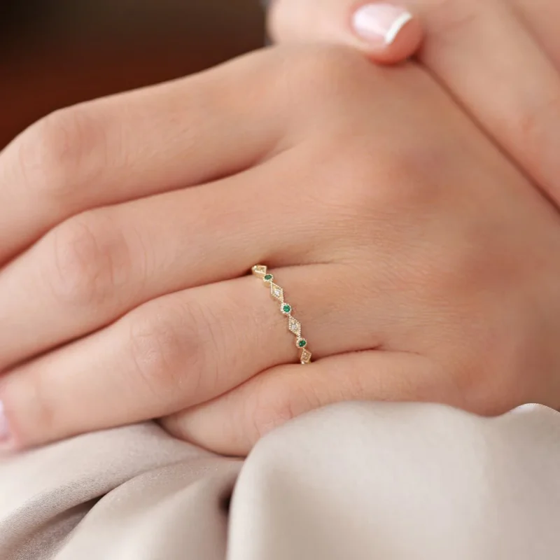 14k solid gold 1 5mm half eternity diamond ring 15 87 2