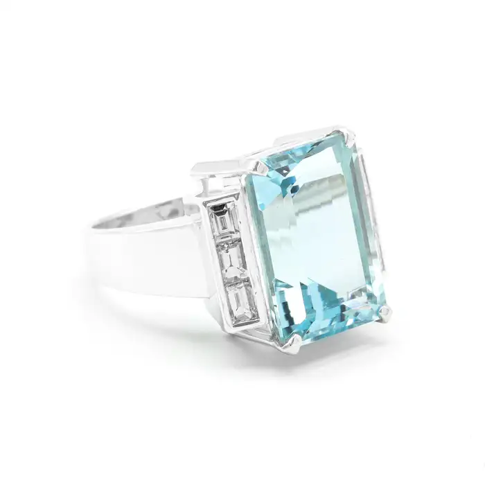 14k solid gold 11 01 carat aquamarine emerald cut statement cocktail ring as071 2