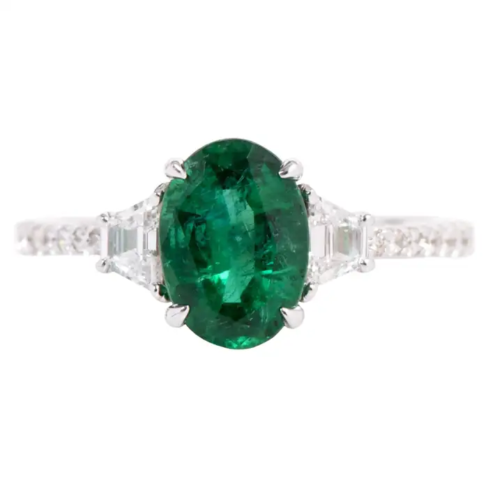14k solid gold 2 20 carat natural emerald and diamond ring as151 1