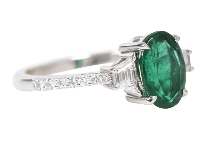14k solid gold 2 20 carat natural emerald and diamond ring as151 2