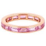 18K Solid Gold 3.29 Carat Pink Sapphire Infinity Statement Ring