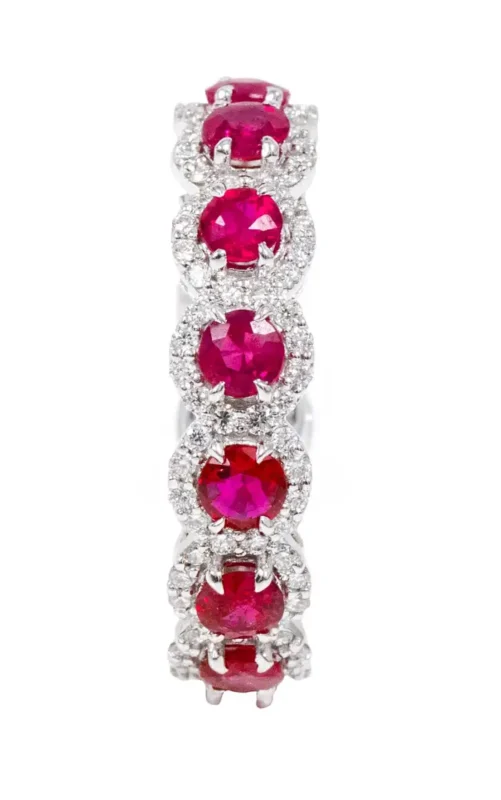 14k solid gold 3 39 carat ruby and diamond cluster eternity band ring as152 2
