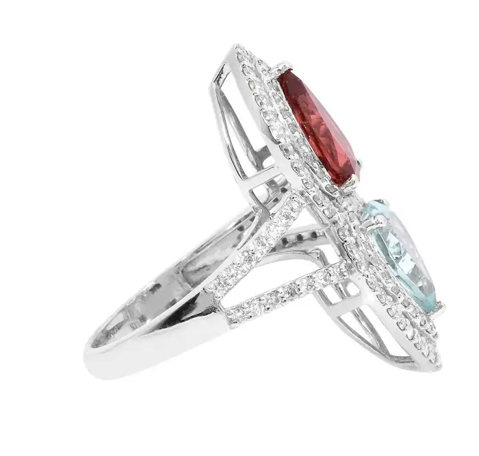 14k solid gold 4 59 carat aquamarine tourmaline and diamond fashion ring as120 2