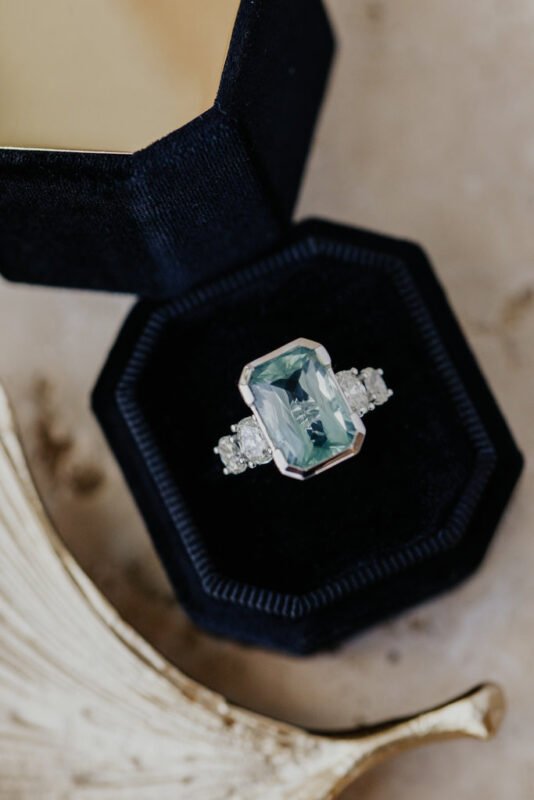 14k solid gold 4 88 ct emerald cut green tourmaline ring asd64 2