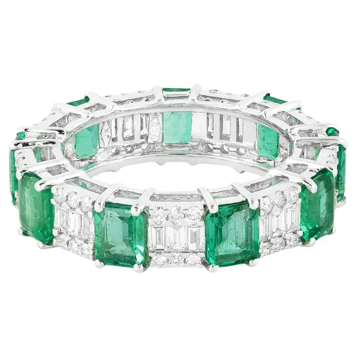 14k solid gold 5 02 carat diamond and emerald infinity band ring as046 1