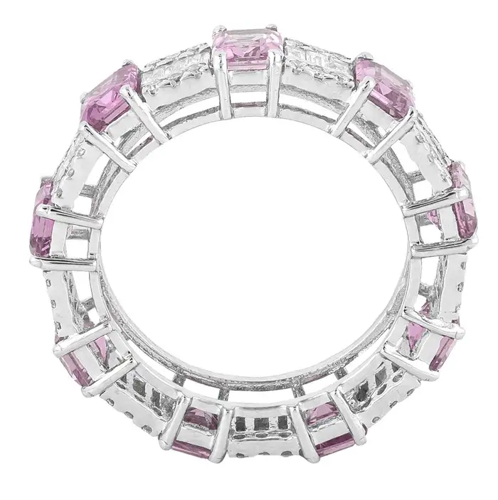 14k solid gold 5 92 carat diamond and pink sapphire eternity band as045 2