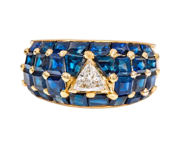 14k solid gold 6 20 carat diamond and sapphire statement ring as024 1