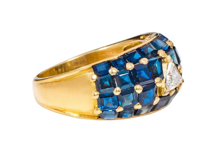 14k solid gold 6 20 carat diamond and sapphire statement ring as024 2