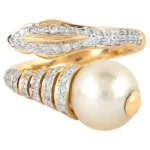 14K Solid Gold 6.25 Carat Pearl & Diamond Statement Ring