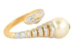 14K Solid Gold 6.25 Carat Pearl & Diamond Statement Ring - Image 2