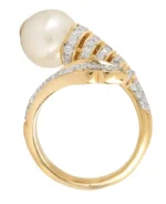 14K Solid Gold 6.25 Carat Pearl & Diamond Statement Ring - Image 3