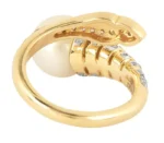 14K Solid Gold 6.25 Carat Pearl & Diamond Statement Ring - Image 4