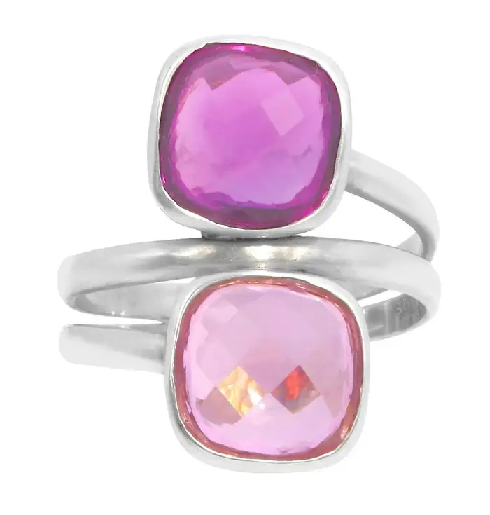 14k solid gold 7 22 carat purple and pink amethyst dual stone ring as083 1