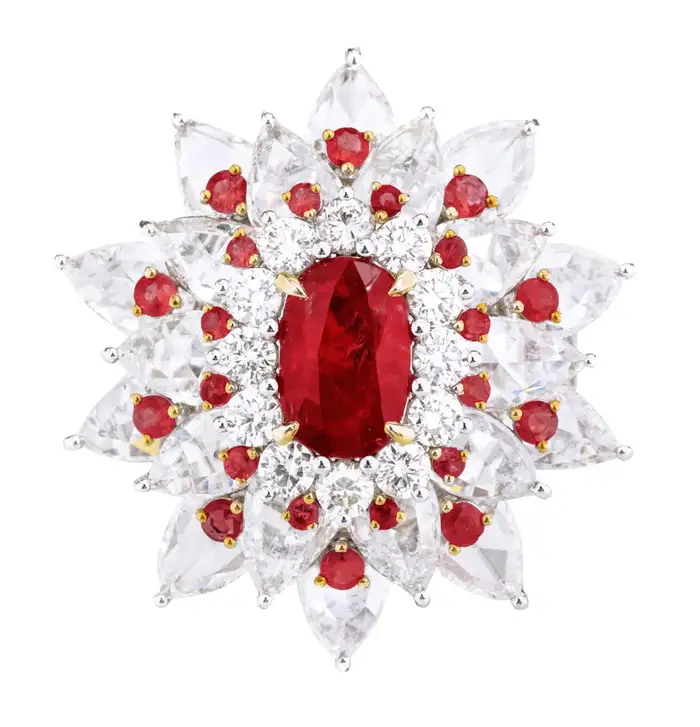 14k solid gold 8 95 carat ruby and natural diamond cocktail modulation ring as108 1