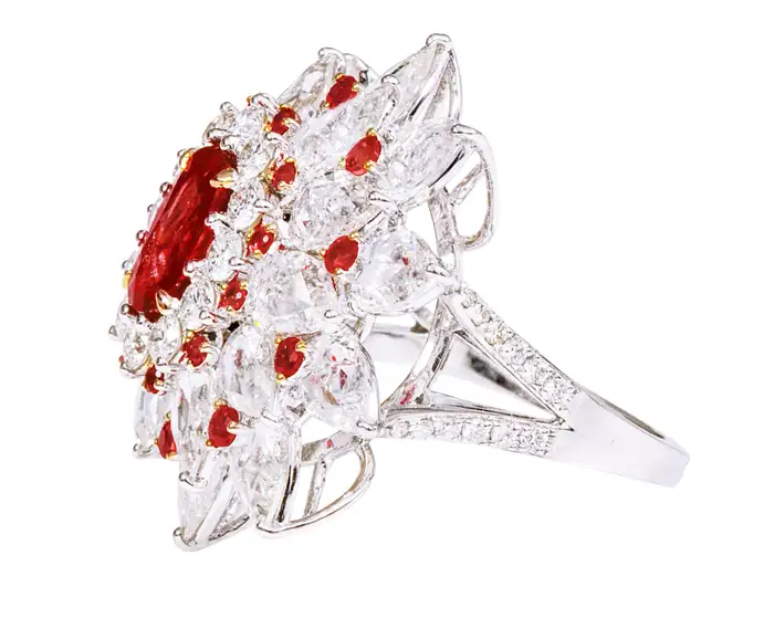 14k solid gold 8 95 carat ruby and natural diamond cocktail modulation ring as108 2