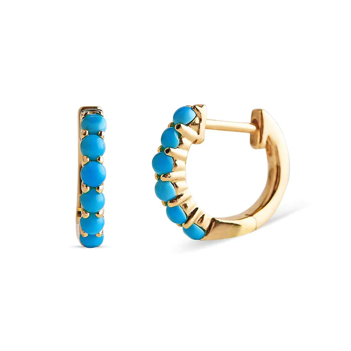 14k solid gold gennie turquoise huggies 322h 1