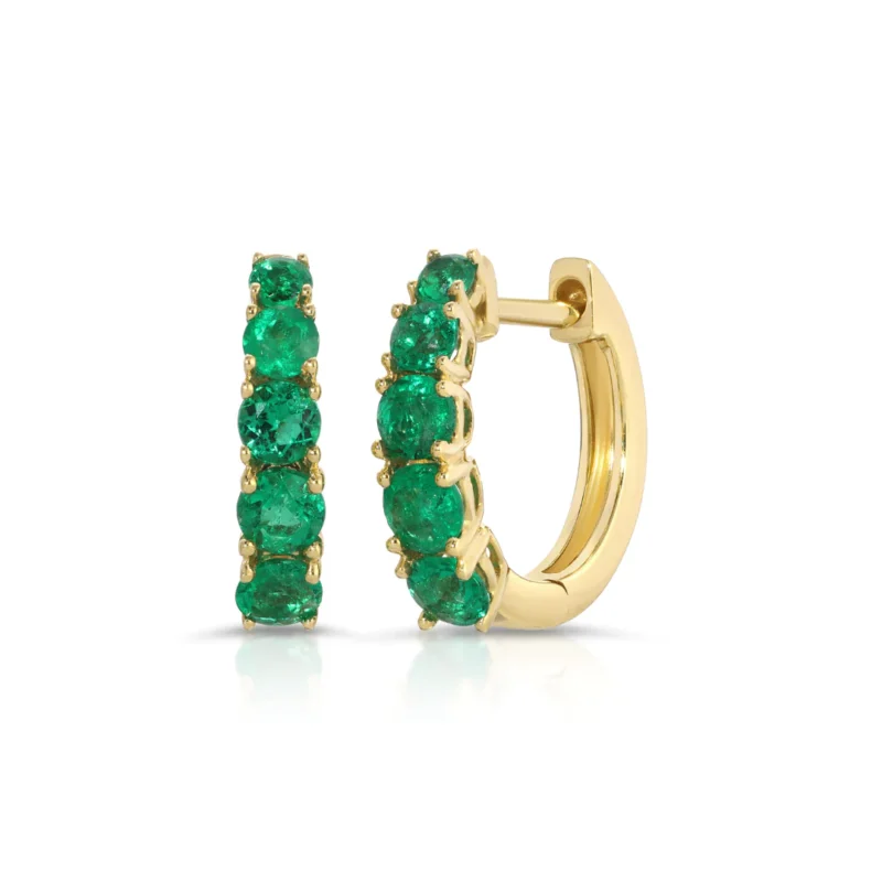 14k solid gold graduated emerald huggies etc 9 1