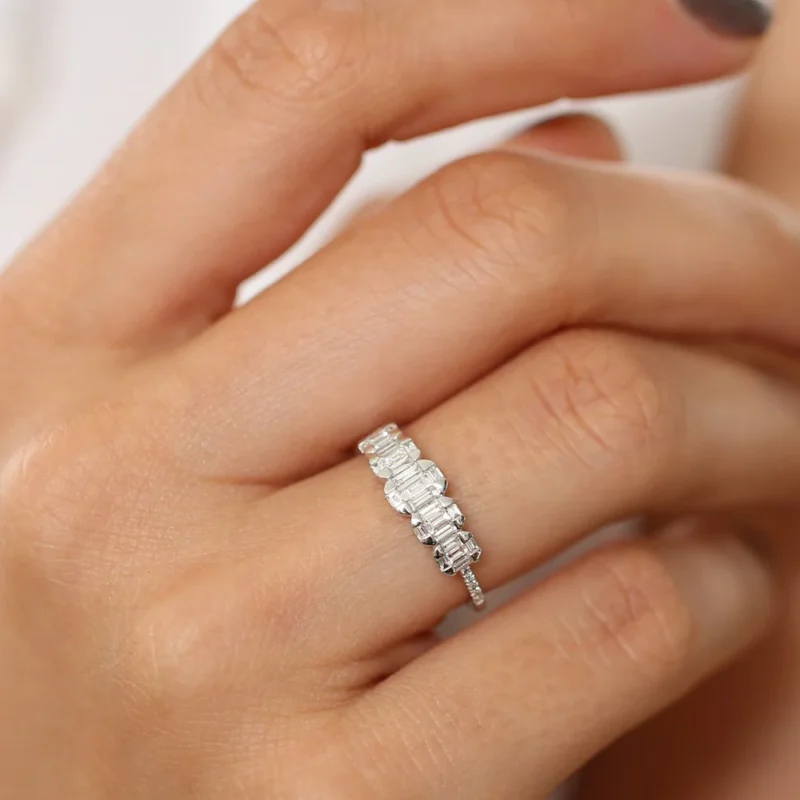 14k solid gold graduating baguette diamond anniversary ring u 5123 1