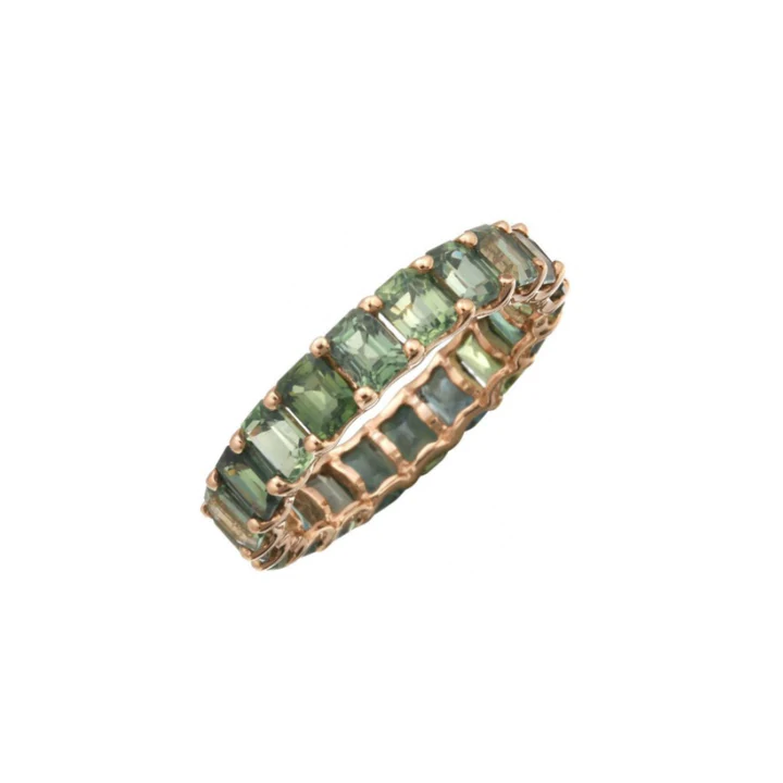 14k solid gold green sapphire emerald cut eternity band 14151 1