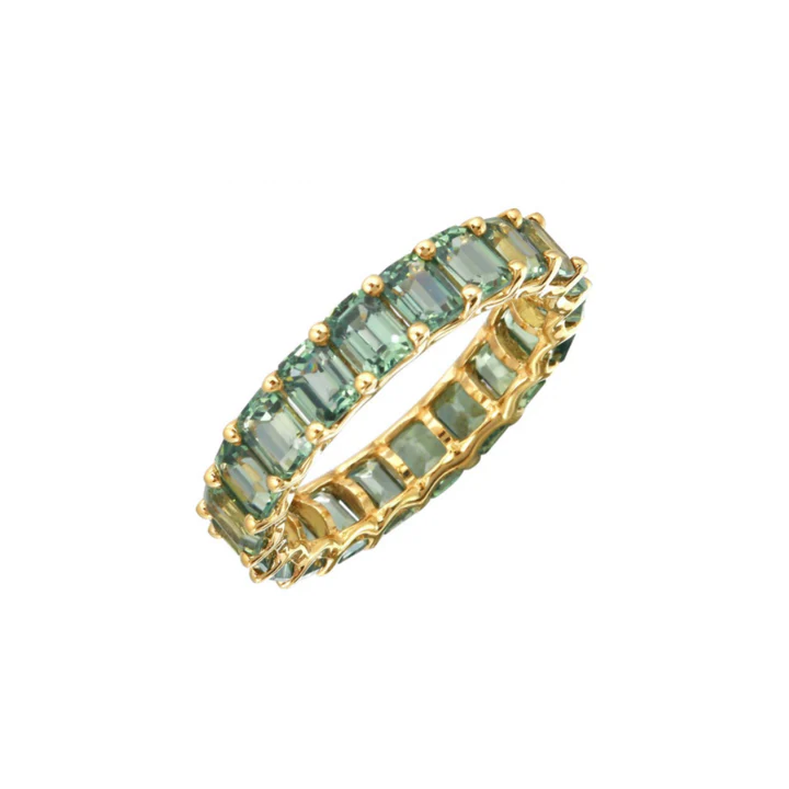14k solid gold green sapphire emerald cut eternity band 14151 2