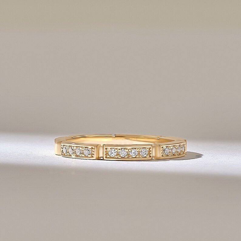 14k solid gold half eternity unique ring pb0404 2