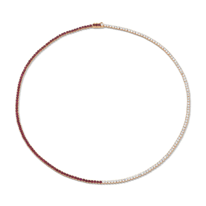 14k solid gold natural diamond and ruby hepburn choker az 3216 1