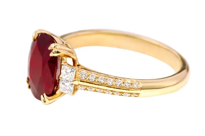14k solid gold oval cut ruby and diamond solitaire ring as100 2
