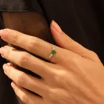 18K Solid Gold Pear Emerald Anniversary Ring - Image 4