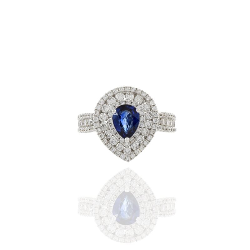 14k solid gold pear shaped blue sapphire and diamond ring ks00096 2