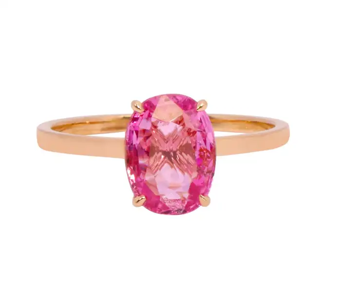 14k solid gold pink sapphire oval cut ring in prong setting as129 1