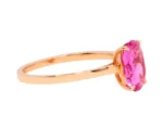 18K Solid Gold Pink Sapphire Oval-Cut Ring in Prong Setting - Image 2