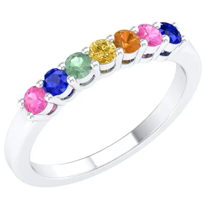 14k solid gold rainbow sapphire band as019 1