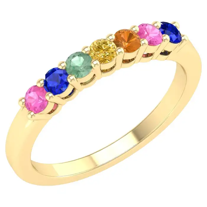 14k solid gold rainbow sapphire band as019 2