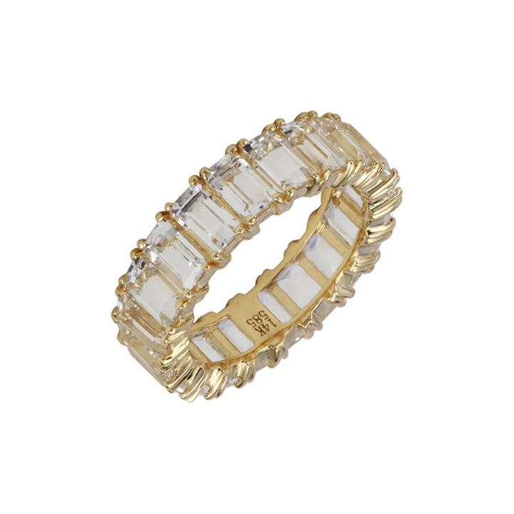 14k solid gold topaz emerald cut eternity band 4782 1