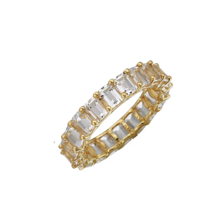 14k solid gold topaz emerald cut eternity band 4782 2