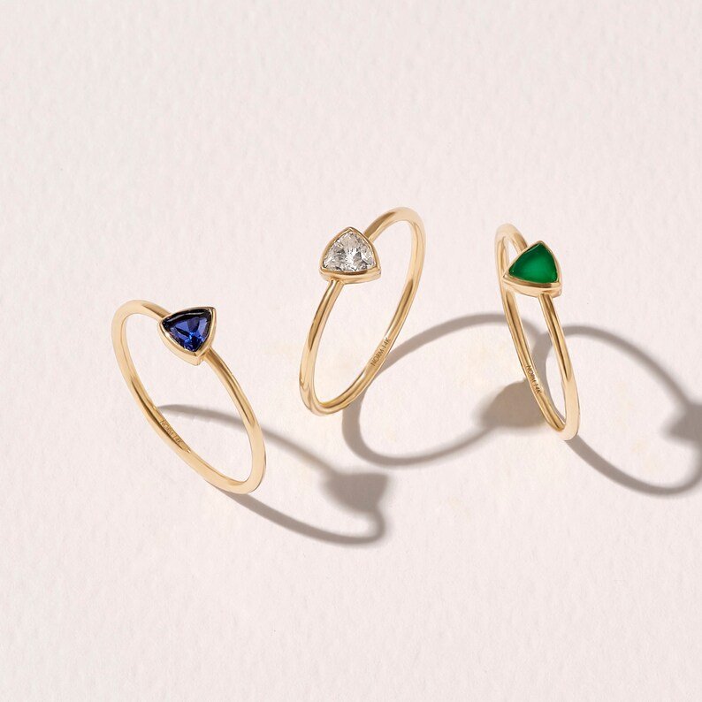 14k solid gold triangle agate ring etc 152 2