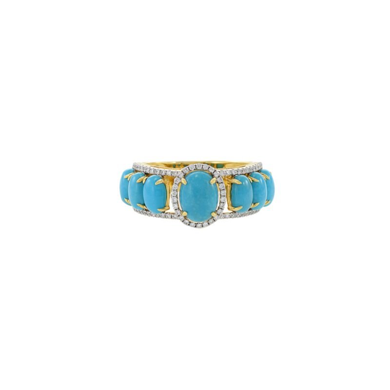 14k solid gold turquoise and diamond ring ks000111 1