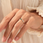 18K Solid Gold Bezel Green Gemstone Ring