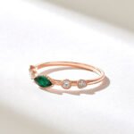 18K Solid Gold Bezel Green Gemstone Ring - Image 5