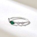18K Solid Gold Bezel Green Gemstone Ring - Image 6