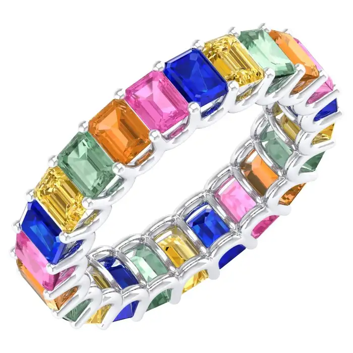 18k solid gold multi sapphire solitaire band 18as021 1