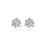 14K White Gold Moissanite Diamond 3-Prong Martini Stud Earring